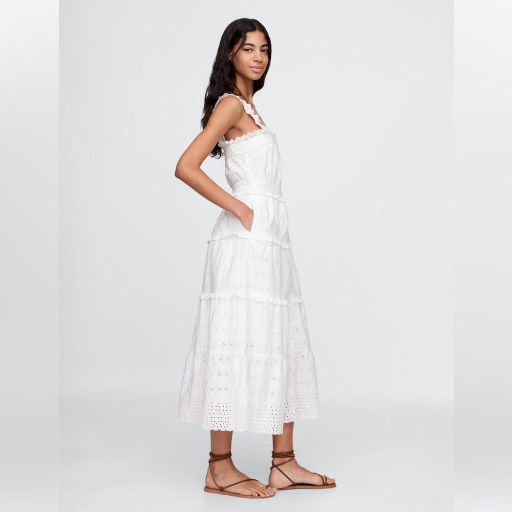 NWT GAP x DÔEN White Eyelet Midi Dress - M - Picture 2 of 8